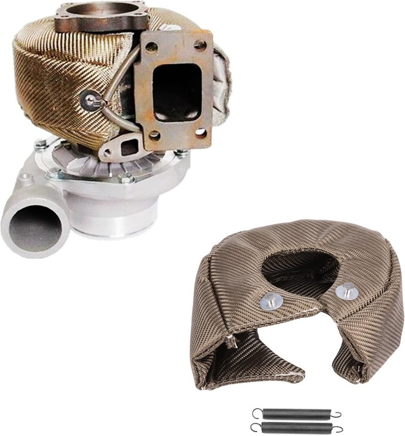 Turbo Charger Cover, Titanium Turbo Blanket Heat Shield Cover Barrier Turbo Charger Cover Wrap With Fastener Springs for Turbochargers (T4)